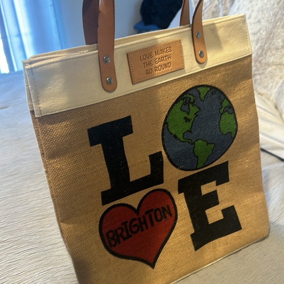 Brighton burlap tote - Picture 2 of 4